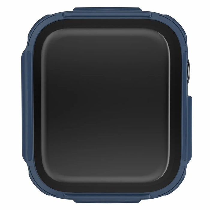 For Apple Watch 9 / 8 / 7 45mm Stylish Electroplated PC Smart Watch Case Protective Cover with Tempered Glass Screen Protector - Blue - 5