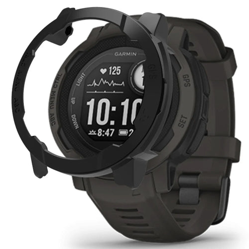For Garmin Instinct 2 Watch Case Anti-drop Hard PC Cover Frame Half Protective Cover - Black - 1