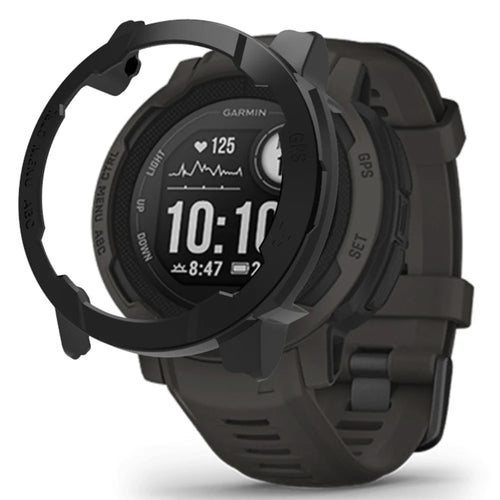 For Garmin Instinct 2S Fall Proof Watch Case Hard PC Cover Frame Half Protective Cover - Black - 1