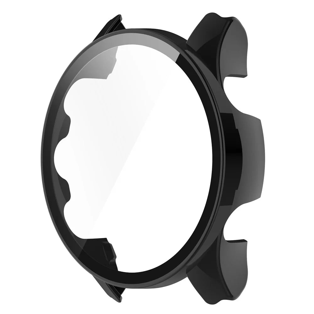 For Garmin Forerunner 255S Full Protection Anti-drop Hard PC Watch Case Protective Cover with Tempered Glass Screen Protector - Black - 3
