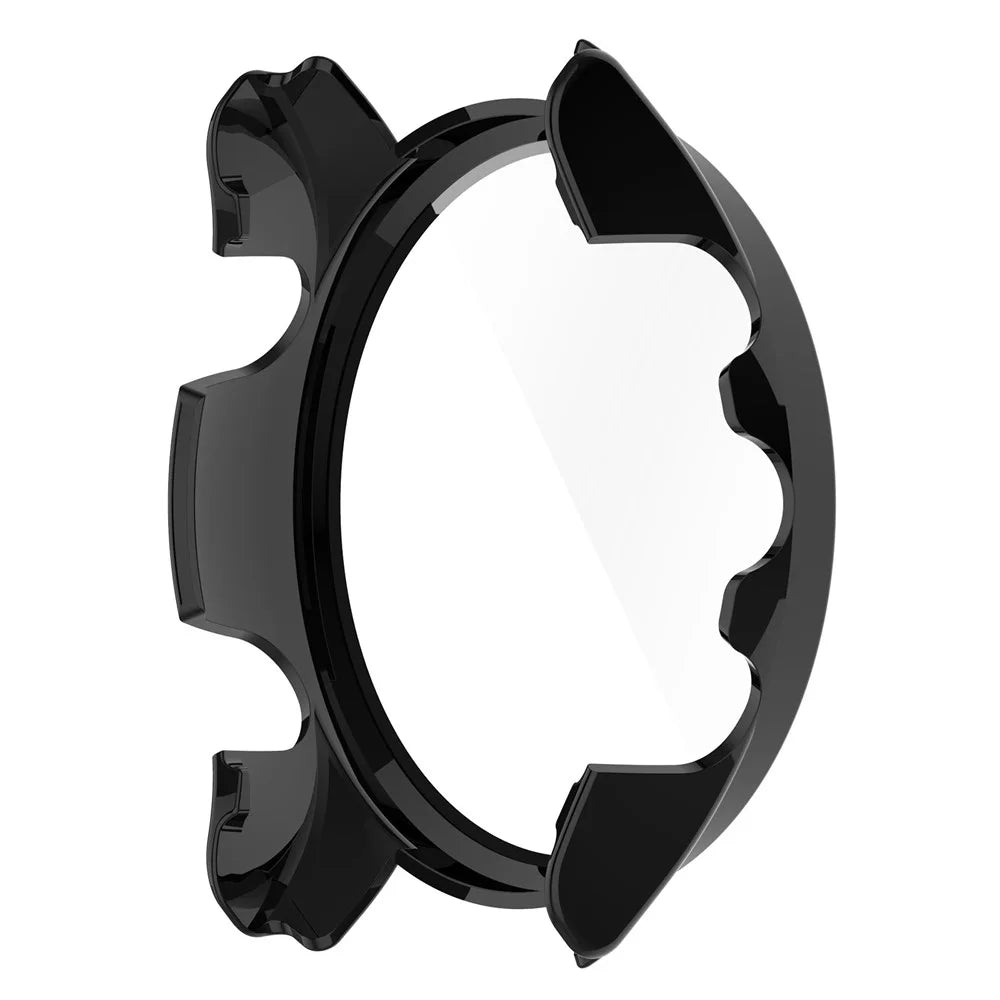 For Garmin Forerunner 255S Full Protection Anti-drop Hard PC Watch Case Protective Cover with Tempered Glass Screen Protector - Black - 4