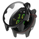 For Garmin Forerunner 255 Anti-scratch Anti-fall Hard PC Watch Case Protective Cover with Tempered Glass Screen Protector - Black - 1