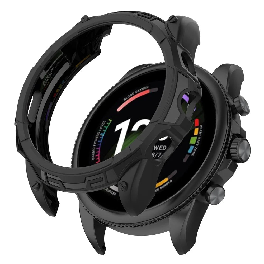 For Fossil Gen 6 Soft TPU Hollow-out Watch Case Protective Cover 42mm - Black - 1