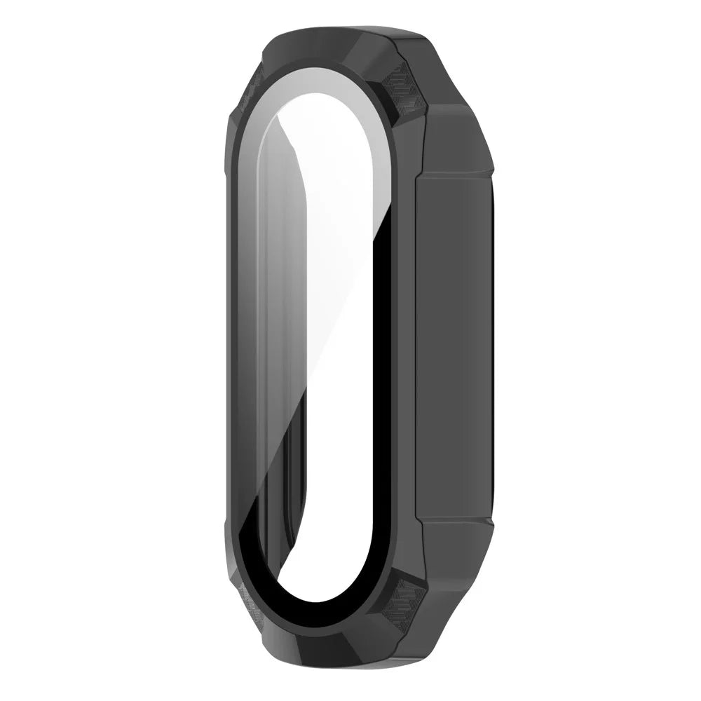 For Xiaomi Mi Band 7 / 7 NFC Hard PC Cover Watch Case with Tempered Glass Screen Protector Shockproof Watch Shell - Black - 1