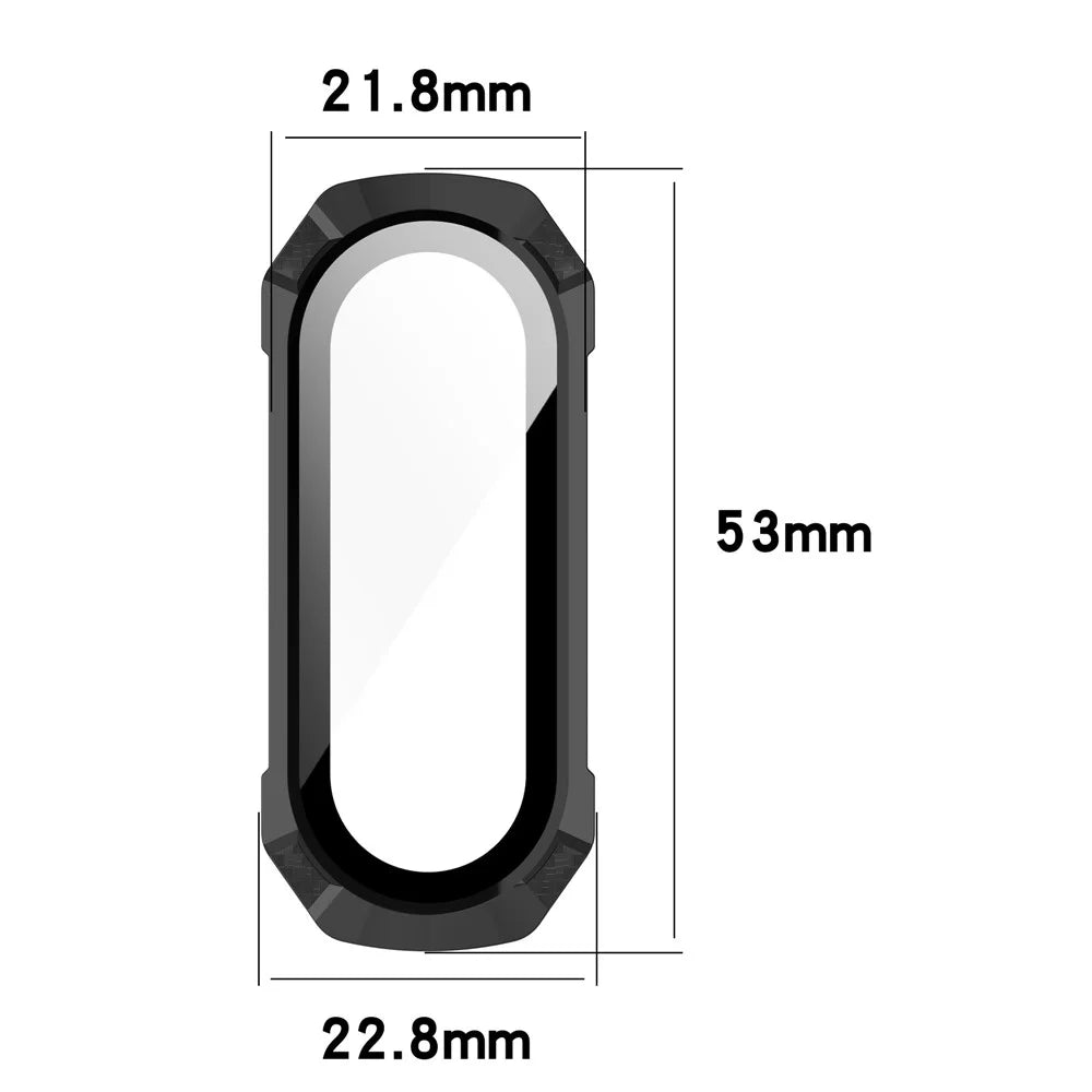 For Xiaomi Mi Band 7 / 7 NFC Hard PC Cover Watch Case with Tempered Glass Screen Protector Shockproof Watch Shell - Black - 6