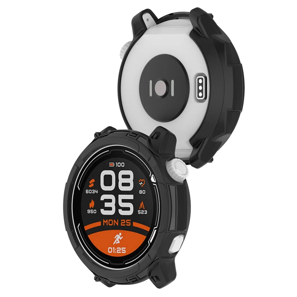 For Coros Pace 2 Anti-fall Anti-scratch Soft TPU Hollow-out Watch Case Protective Cover - Black - 7