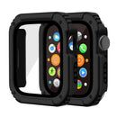 For Apple Watch Series 4 / 5 / 6 44mm / SE 44mm / SE (2022) 44mm PC + TPU Anti-drop Watch Case with Tempered Glass Screen Protector - Black - 1