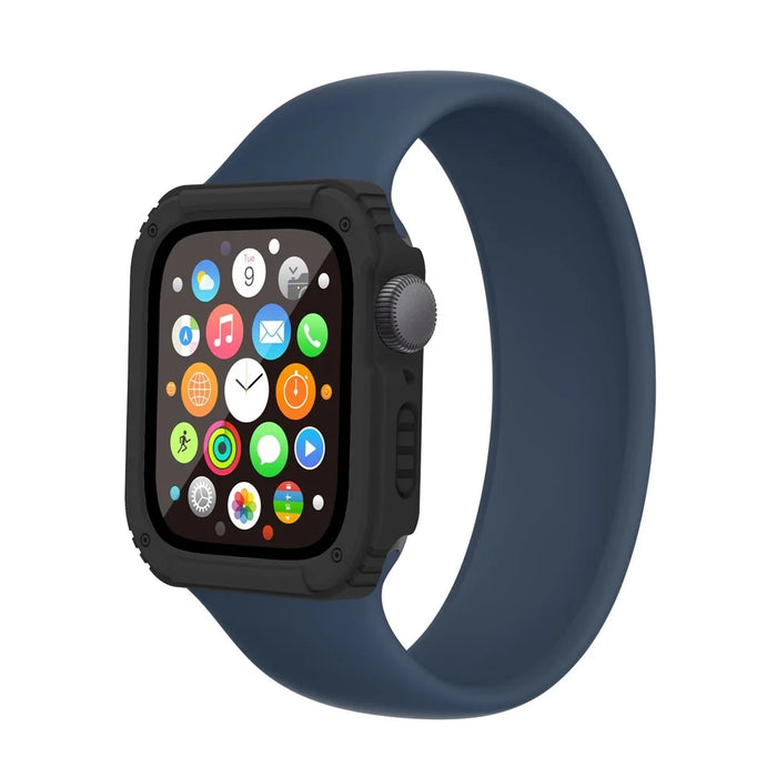 For Apple Watch Series 3 / 2 / 1 42mm PC + TPU Shockproof Watch Case Shell with Tempered Glass Screen Protector - Black - 7