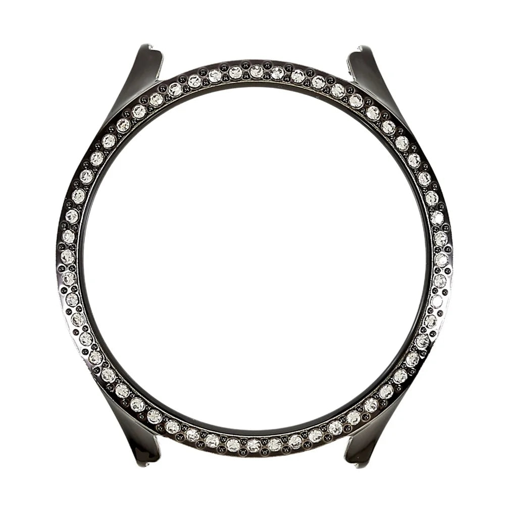 For Samsung Galaxy Watch5 44mm Bling Rhinestone Hard PC Frame Electroplating Half Protective Shell Cover - Black - 2