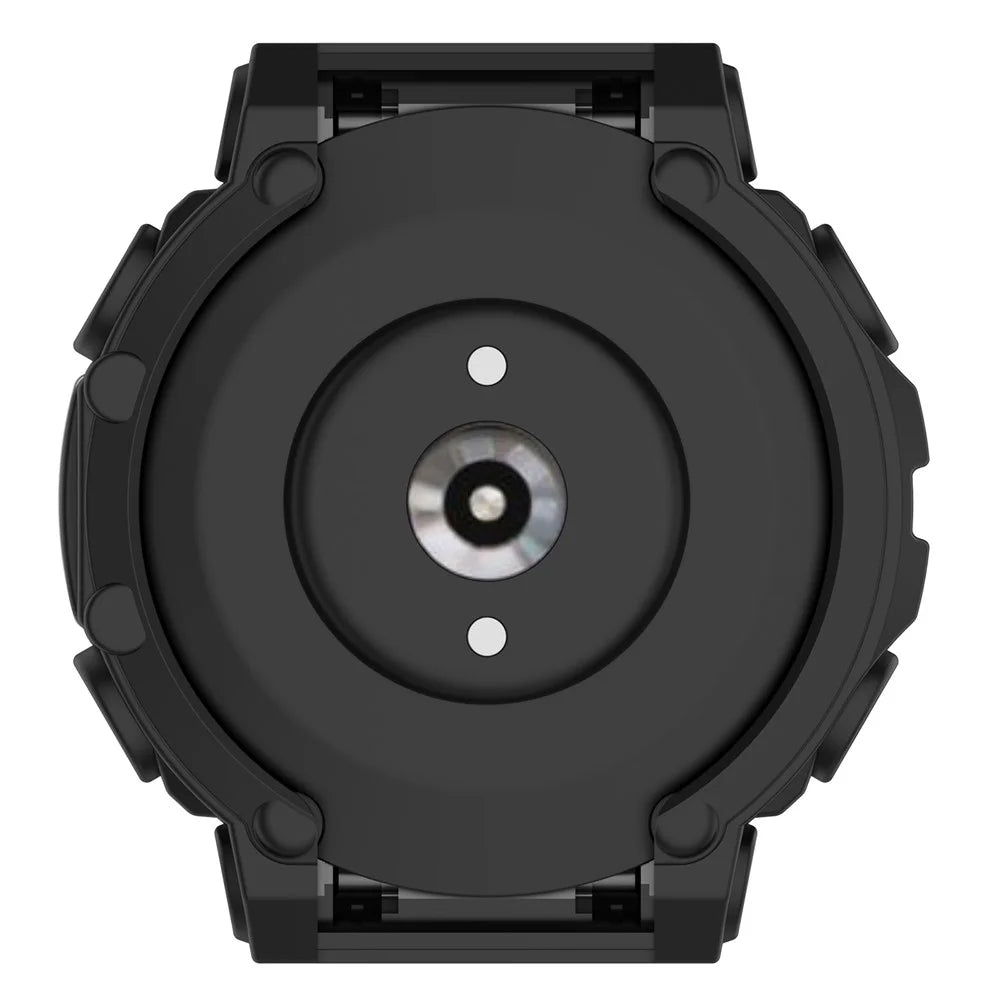 For Huami Amazfit T-Rex 2 Soft Flexible Rugged TPU Raised Bezel Frame Half Protective Watch Cover - Black - 4