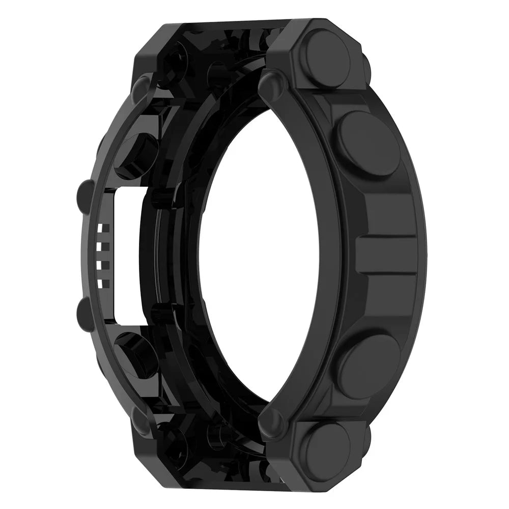 For Huami Amazfit T-Rex 2 Soft Flexible Rugged TPU Raised Bezel Frame Half Protective Watch Cover - Black - 6