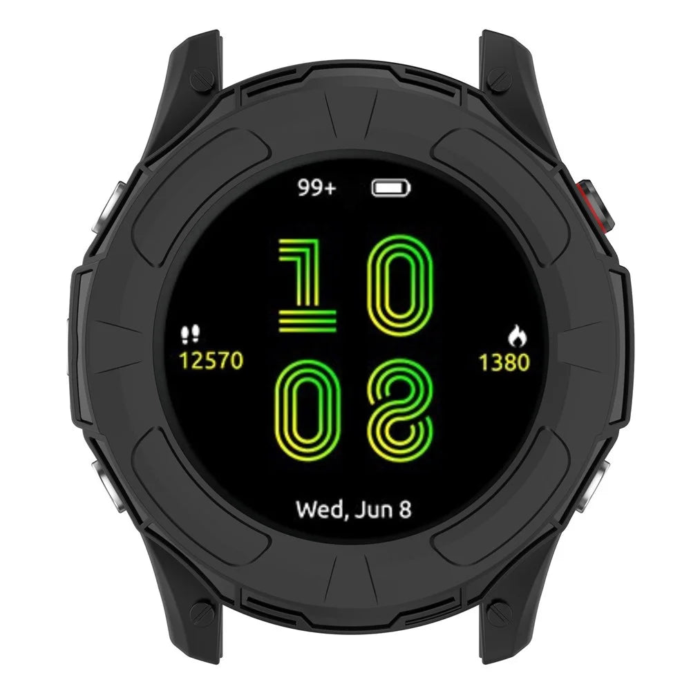 For Garmin Forerunner 955 Half Protective Flexible TPU Case Soft Frame Shock Resistant Cover - Black - 3