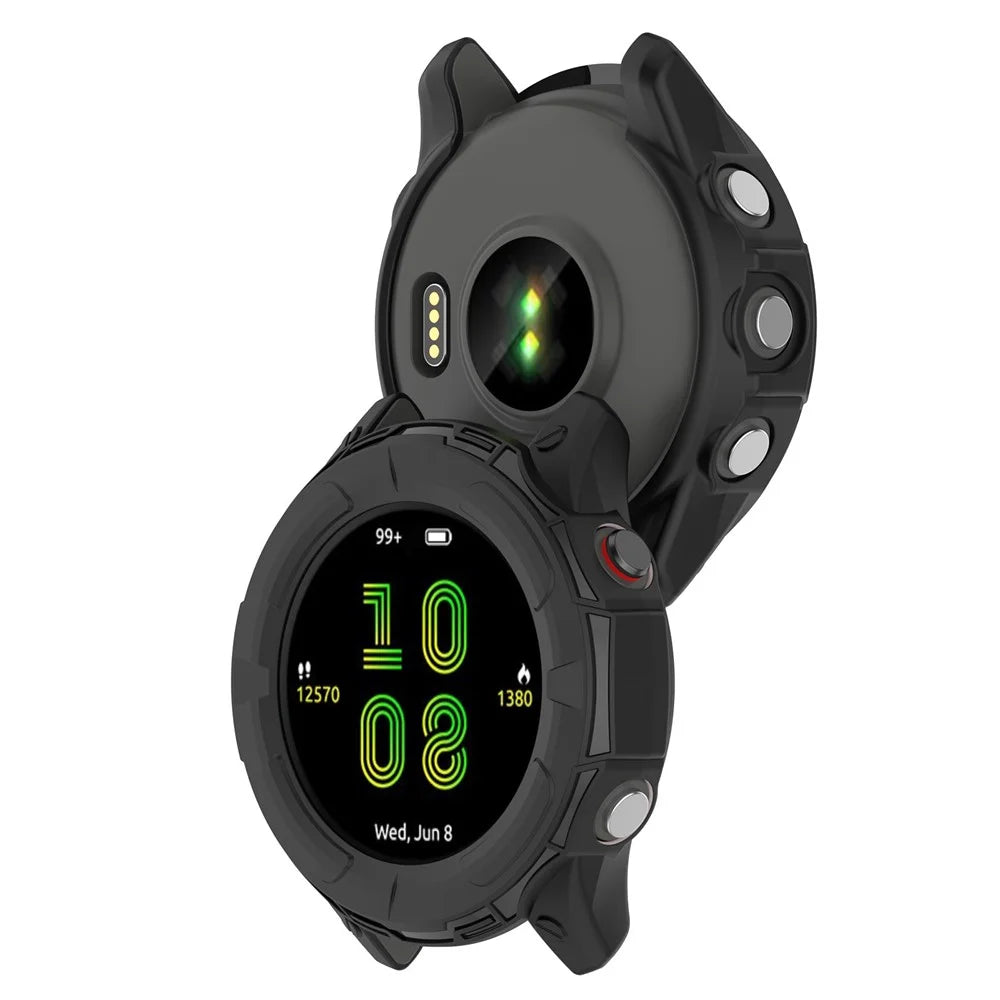 For Garmin Forerunner 955 Half Protective Flexible TPU Case Soft Frame Shock Resistant Cover - Black - 7