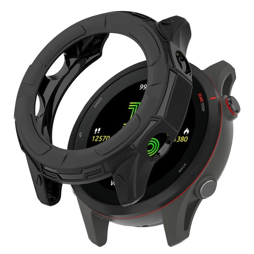 For Garmin Forerunner 255 Soft TPU Watch Protector Hollow-out Design Anti-Scratch Protective Cover Frame - Black - 1