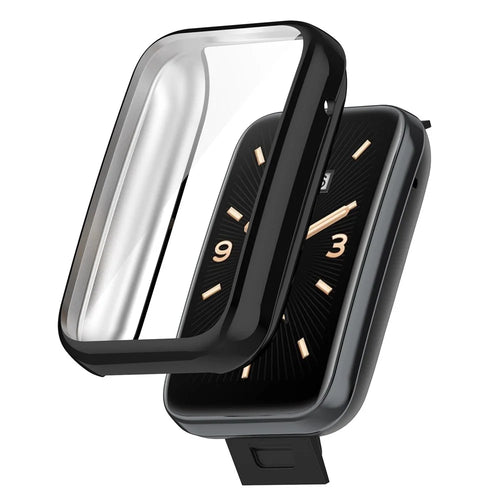 For Xiaomi Mi Band 7 Pro Soft TPU Full Coverage Protective Case Electroplated Frame Watch Cover Replacement - Black - 1