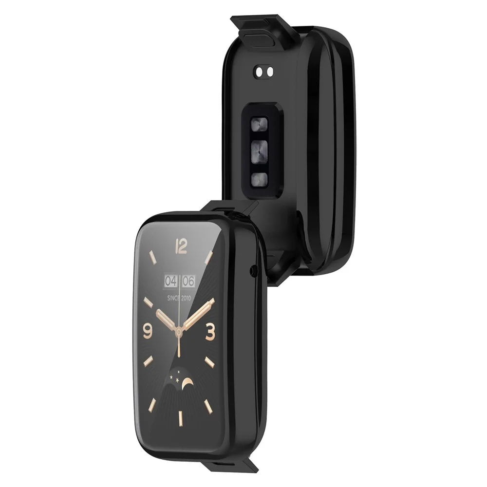 For Xiaomi Mi Band 7 Pro Soft TPU Full Coverage Protective Case Electroplated Frame Watch Cover Replacement - Black - 7