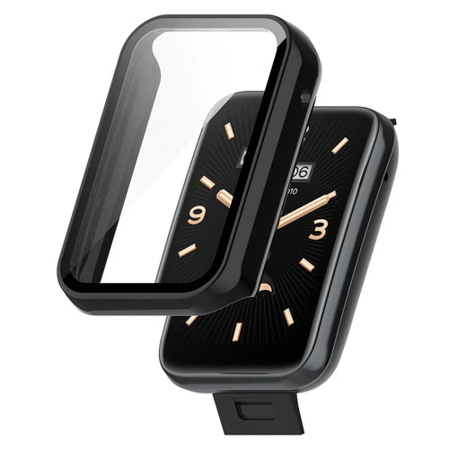 For Xiaomi Mi Band 7 Pro Hard PC  Case with HD Clear Tempered Glass Film Anti-Scratch Protective Cover - Black - 1