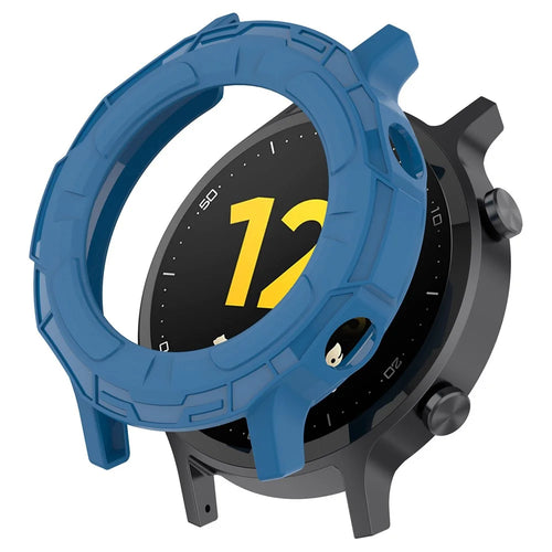 For Realme Watch S Hollow-out Anti-dust Anti-fall Soft TPU Watch Case Shockproof Protective Cover - Dark Blue - 1