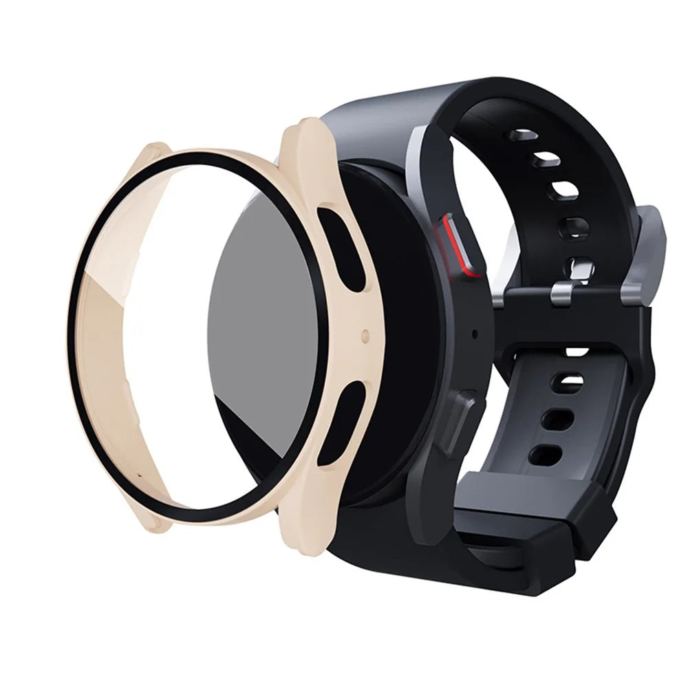 For Samsung Galaxy Watch 5 44mm / Watch4 44mm Anti-drop Hard PC Watch Case Protective Cover with Tempered Glass Screen Protector - Pink - 4