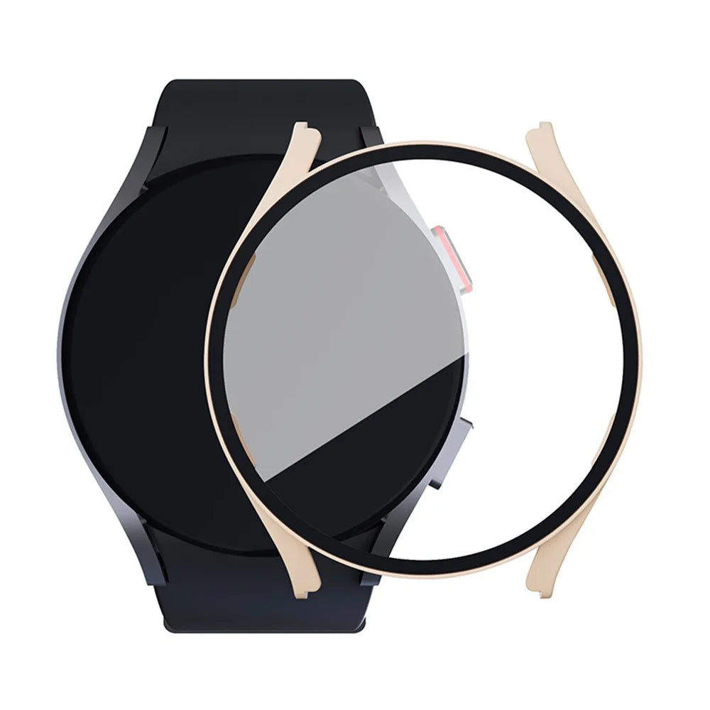 For Samsung Galaxy Watch 5 44mm / Watch4 44mm Anti-drop Hard PC Watch Case Protective Cover with Tempered Glass Screen Protector - Pink - 6
