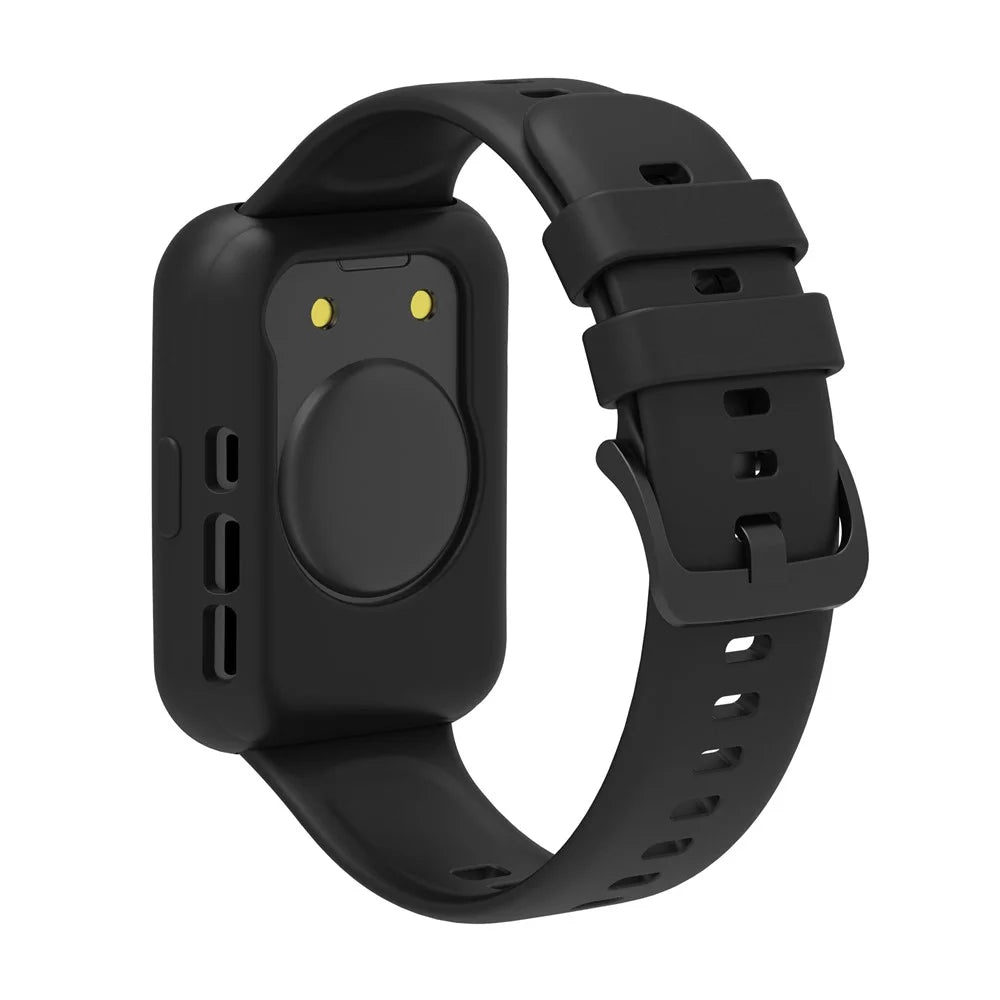 For Huawei Watch Fit 2 Smart Watch Silicone Case Anti-scratch Protective Frame - Black - 5