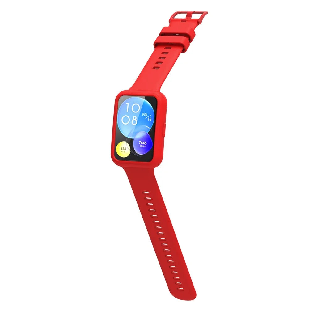For Huawei Watch Fit 2 Smart Watch Silicone Case Anti-scratch Protective Frame - Black - 7