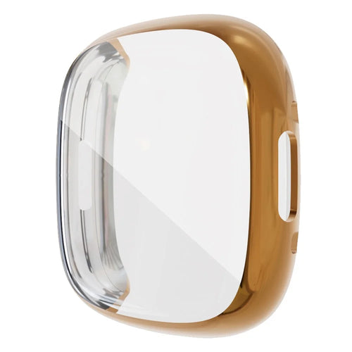 For Fitbit Sense 2 Flexible TPU Anti-Scratch Watch Case Electroplating Frame Overall Protective Cover - Rose Gold - 1