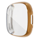 For Fitbit Sense 2 Flexible TPU Anti-Scratch Watch Case Electroplating Frame Overall Protective Cover - Rose Gold - 1