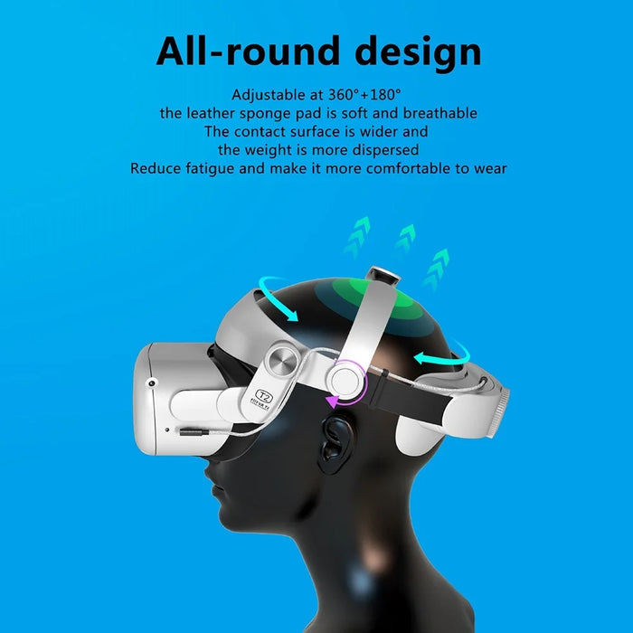 FIIT VR T2 Power For Oculus Quest 2 VR Head Strap Adjustable Headband 5000mAh Power Bank - 5