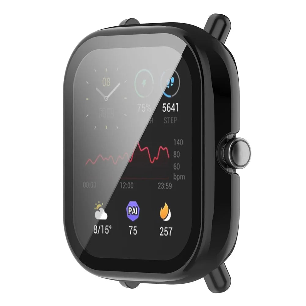 For Huami Amazfit Bip U / Bip U Pro / Pop / Pop Pro Hard PC Watch Case All-Around Full Protection Cover with Tempered Glass Screen Protector - Black - 7
