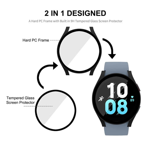 ENKAY HAT PRINCE for Huawei Watch 5 40mm Matte Rubberized Anti-scratch Hard PC Watch Case + Anti-wear 9H Tempered Glass Screen Protector - Black - 2