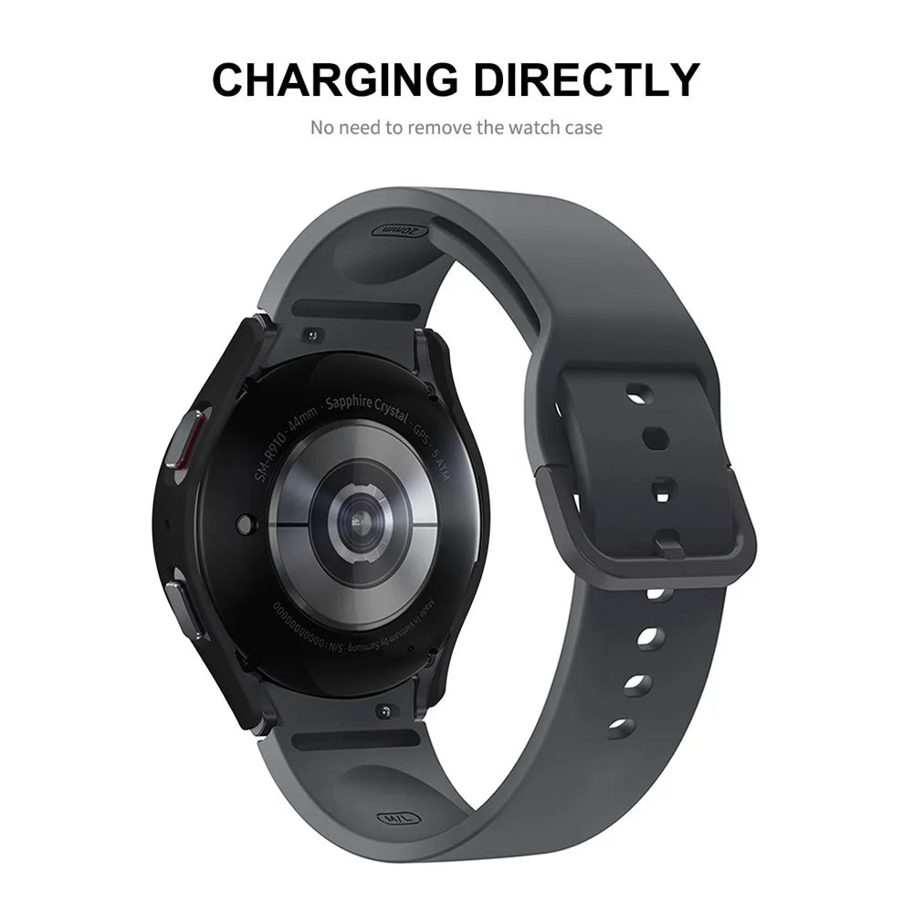 ENKAY HAT PRINCE for Samsung Galaxy Watch 5 44mm Matte Precise Cutout Rubberized Hard PC Watch Case + Anti-scratch 9H Tempered Glass Screen Film - Black - 3