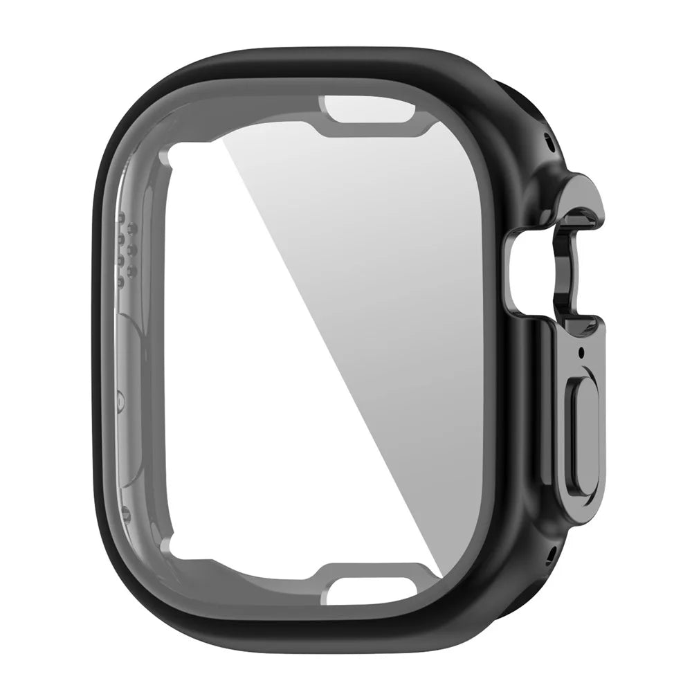 ENKAY HAT PRINCE For Apple Watch Ultra 3 / Ultra 2 / Ultra 49mm Transparent Case Flexible TPU Electroplating All-Around Cover with Front Screen Protector - Black - 1