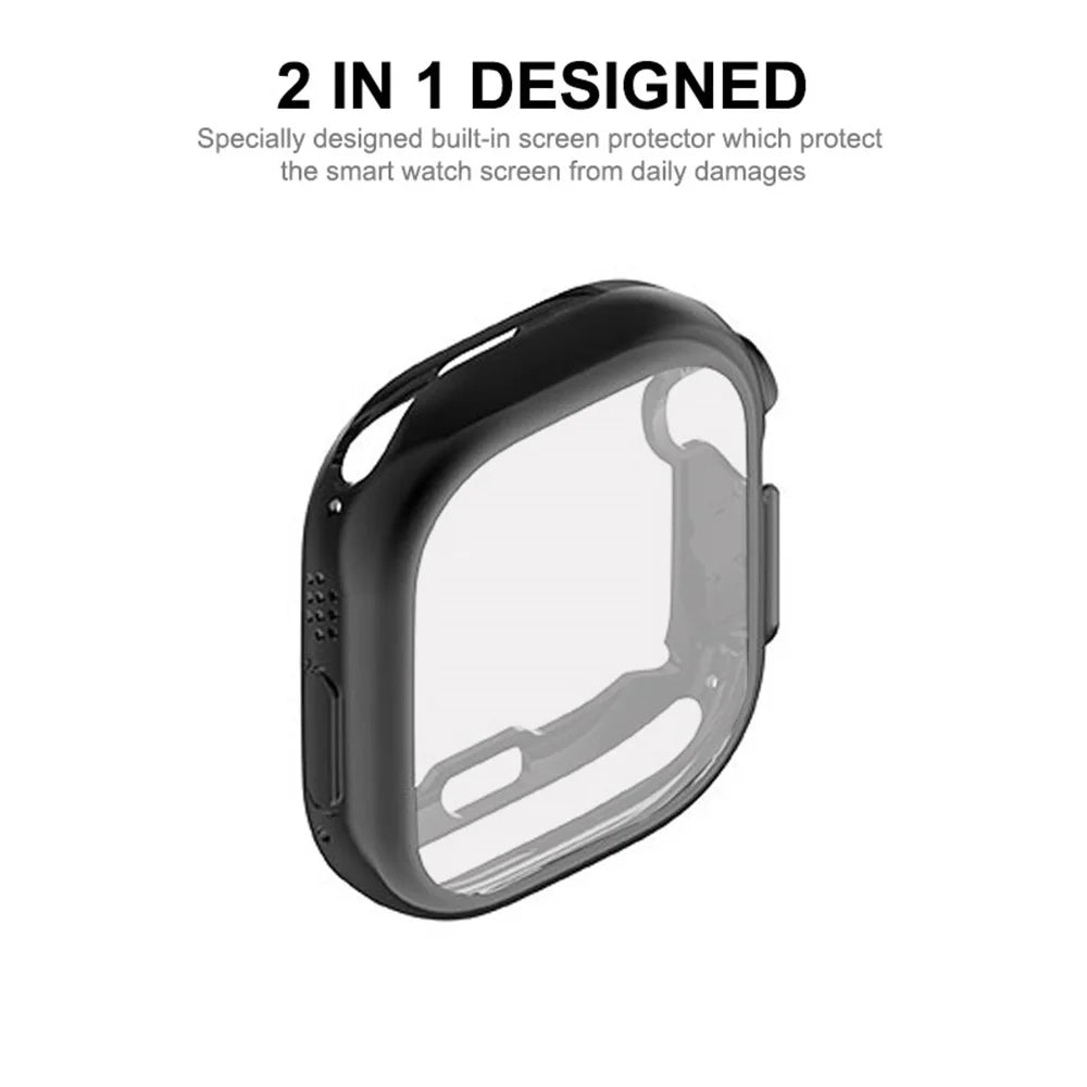 ENKAY HAT PRINCE For Apple Watch Ultra 3 / Ultra 2 / Ultra 49mm Transparent Case Flexible TPU Electroplating All-Around Cover with Front Screen Protector - Black - 2