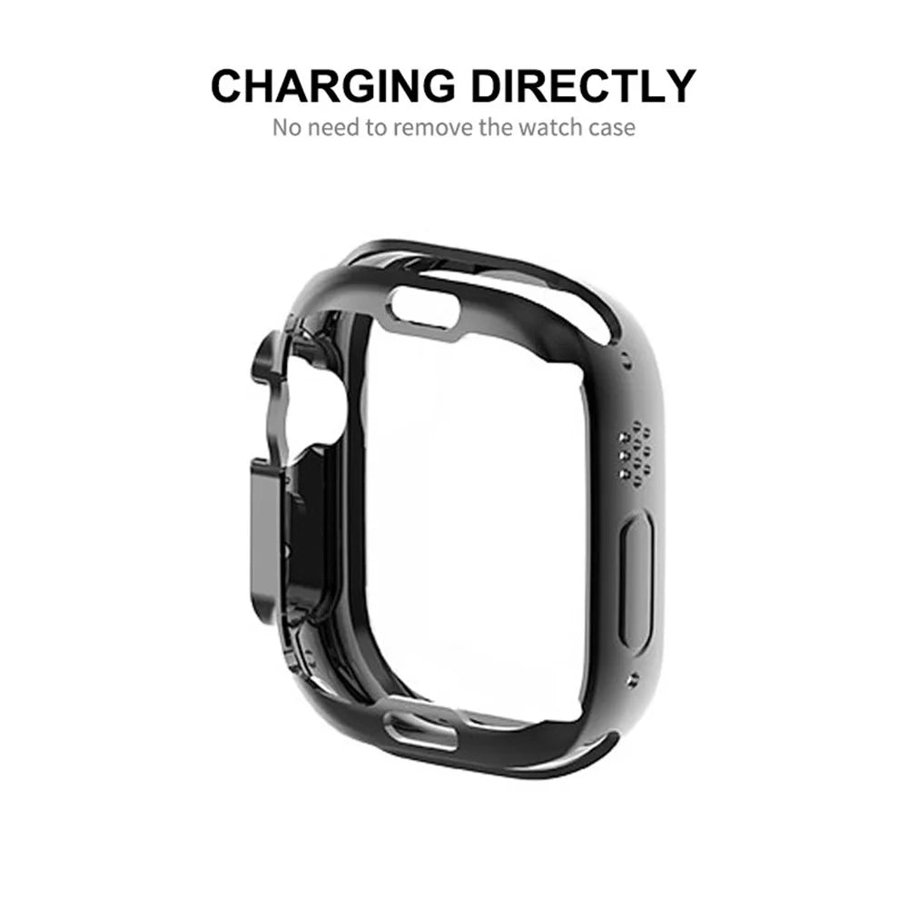 ENKAY HAT PRINCE For Apple Watch Ultra 3 / Ultra 2 / Ultra 49mm Transparent Case Flexible TPU Electroplating All-Around Cover with Front Screen Protector - Black - 3