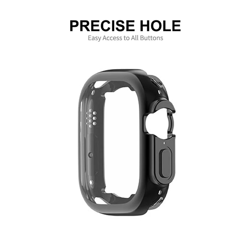 ENKAY HAT PRINCE For Apple Watch Ultra 3 / Ultra 2 / Ultra 49mm Transparent Case Flexible TPU Electroplating All-Around Cover with Front Screen Protector - Black - 4