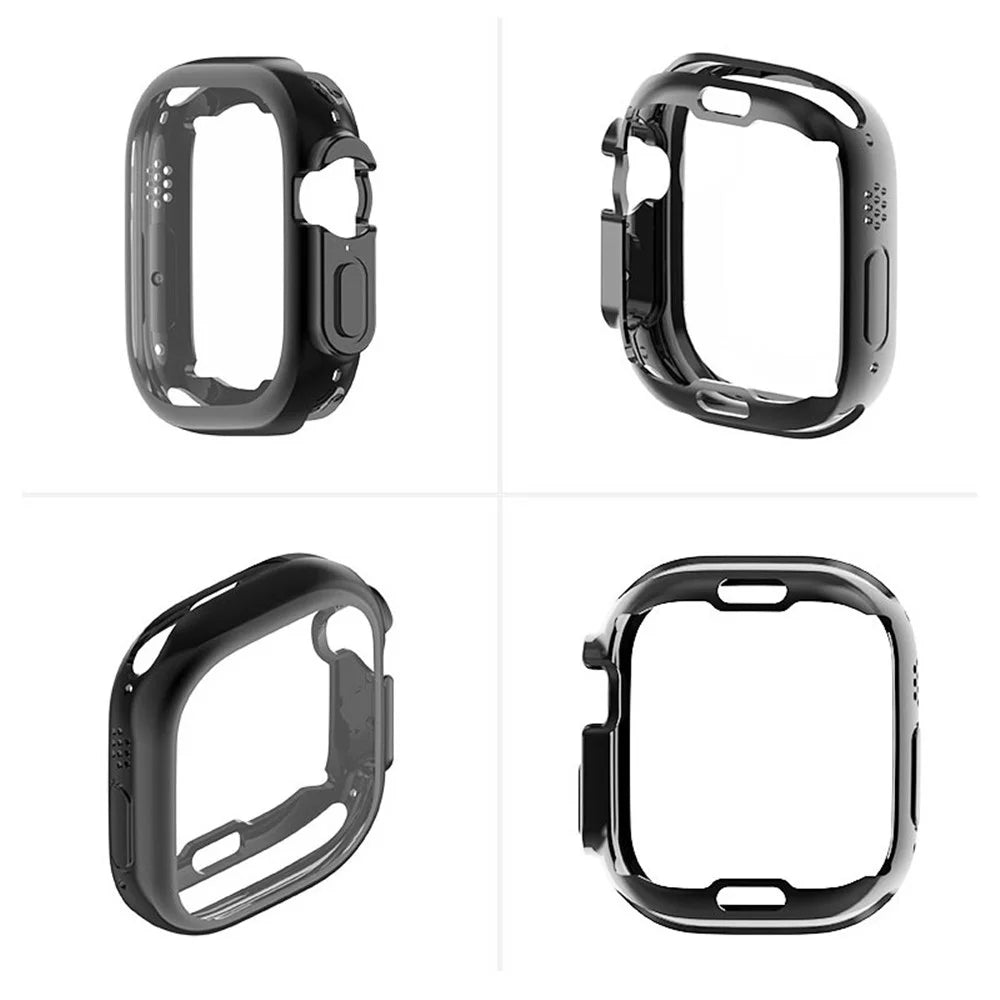 ENKAY HAT PRINCE For Apple Watch Ultra 3 / Ultra 2 / Ultra 49mm Transparent Case Flexible TPU Electroplating All-Around Cover with Front Screen Protector - Black - 7