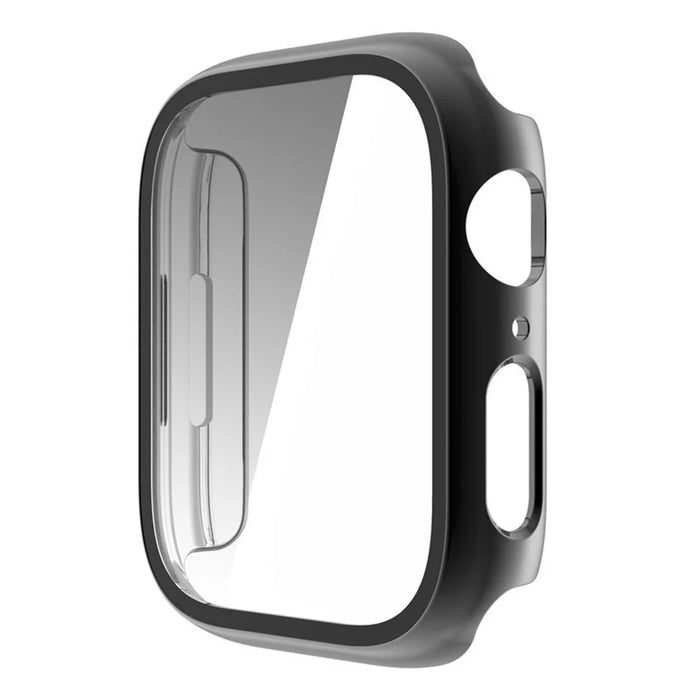 For Apple Watch Series 9 / 8 / 7 41mm Electroplating Watch Case with Tempered Glass Screen Protector Full Protection PC Cover - Black - 2