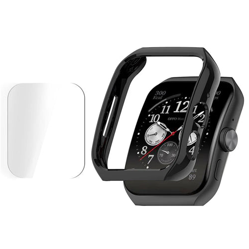 For Oppo Watch 3 Pro PC Watch Case Shockproof Protective Cover with Screen Protector - Black - 1