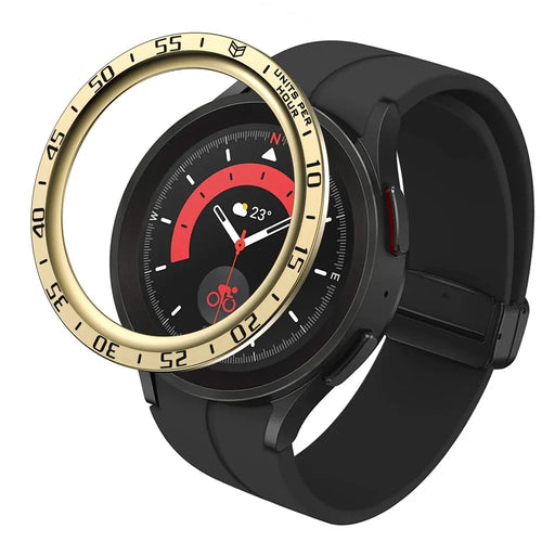 For Samsung Galaxy Watch 5 Pro 45mm Metal Watch Case Cover Quick Release Sports Watch Case Protector with Dial Plate - Gold - 1