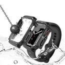 For Apple Watch Series 9 / 8 / 7 41mm Hard PC Case with Tempered Glass Screen Protector Anti-Scratch Waterproof Smart Watch Case - Black - 2