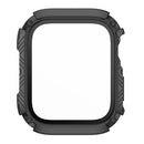 For Apple Watch Series 9 / 8 / 7 41mm Hard PC Case with Tempered Glass Screen Protector Anti-Scratch Waterproof Smart Watch Case - Black - 4