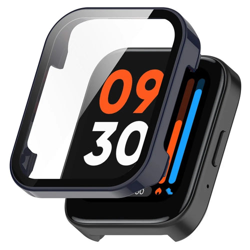 For Realme Watch 3 Hard PC Case with Tempered Glass Screen Protector HD Clear All Around Coverage Protective Cover - Ink Blue - 1