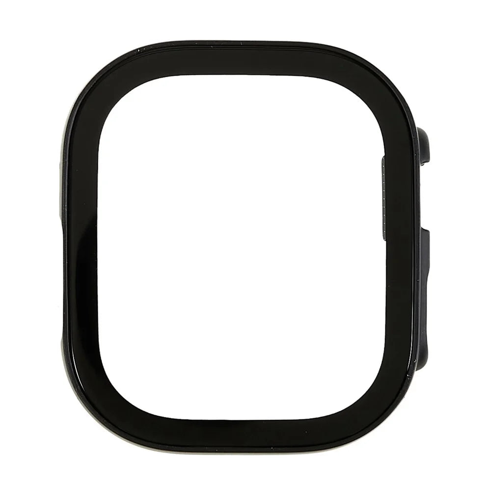 For Apple Watch Ultra 3 / Ultra 2 / Ultra 49mm Polished Watch Case with Silk Printing Tempered Glass Screen Protector Anti-drop Hard PC Cover - Black - 1