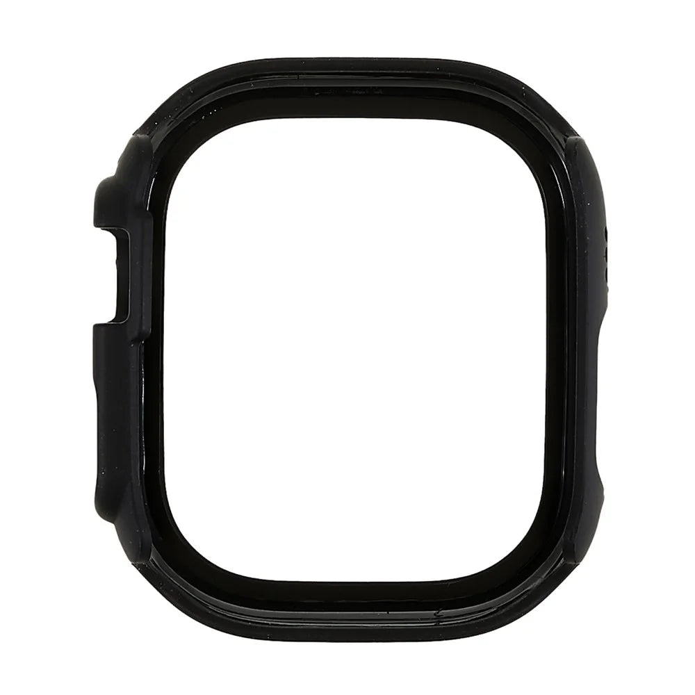 For Apple Watch Ultra 3 / Ultra 2 / Ultra 49mm Polished Watch Case with Silk Printing Tempered Glass Screen Protector Anti-drop Hard PC Cover - Black - 2