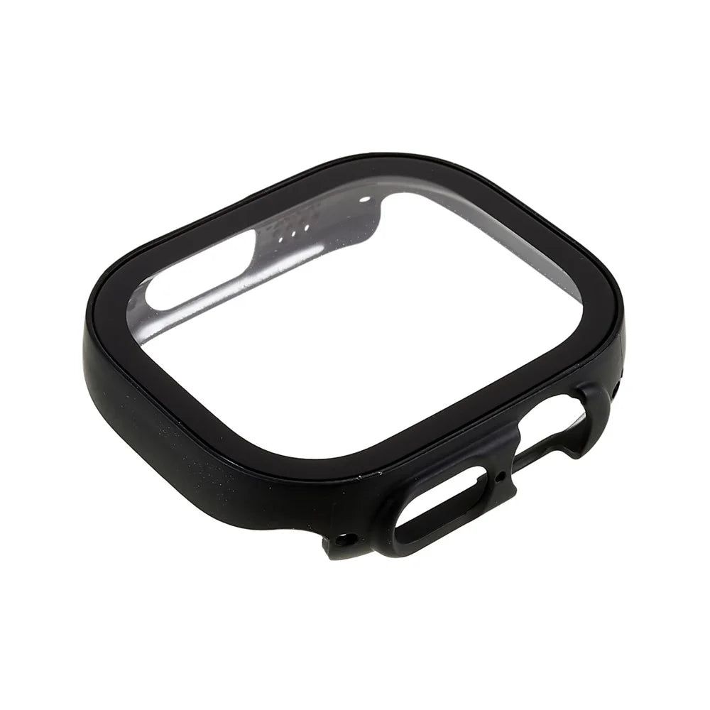 For Apple Watch Ultra 3 / Ultra 2 / Ultra 49mm Polished Watch Case with Silk Printing Tempered Glass Screen Protector Anti-drop Hard PC Cover - Black - 3