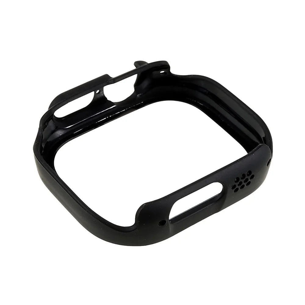 For Apple Watch Ultra 3 / Ultra 2 / Ultra 49mm Polished Watch Case with Silk Printing Tempered Glass Screen Protector Anti-drop Hard PC Cover - Black - 4