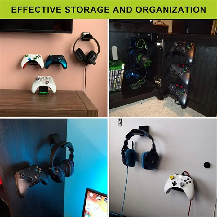 RTU66788 1PC Acrylic Game Controller Holder Wall Mounted Strong Adhesive Stand Headphone Hanger - Black - 2