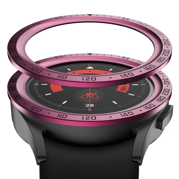 Watch Bezel for Samsung Galaxy Watch 5 Pro 45mm Metal Protective Frame Ring Cover Watch Replacement Accessories (Type E) - Wine Red Ring Black Letters - 2