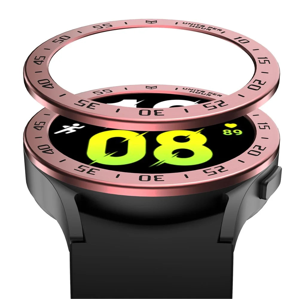 Watch Bezel Ring for Samsung Galaxy Watch 5 44mm Metal Bezel Ring Protection Cover Watch Replacement Part (Type A) - Rose Gold Ring Black Letters - 2